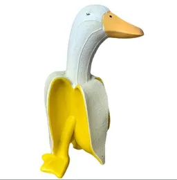 Sztuka Banana Kaczka Statua Ornament Cudical Obrane Gospodarskie Załymanie Banana Ogród Yard Outdoor Decor Nowość Lalki