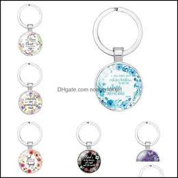 Keychains Moda Aessories Przyjazd Chrześcijański Pismo Kobiety Katolicka Biblia Rose Kwiat Charm Kluczowe Łańcuchy Pierścień Dla Mężczyzn Religia Kropla Biżuteria