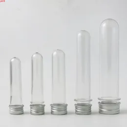 30 x 10ml 15ml 30ml 40ml 100ml 빈 플라스틱 튜브 알루미늄 캡 화장품 마스크 목욕 소금 클리어 병 절약 튜브