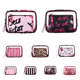Borsa con la borsa cosmetica del PVC portatile BAG 3-Piece Set da viaggio per esterni Waterproof Wash Pack Fashion Borse di stoccaggio trasparente