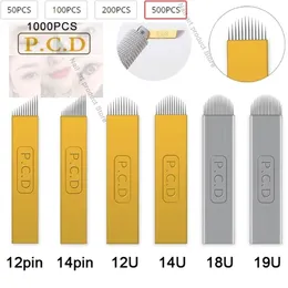 100/200/500/1000ピースナノブレードラミナマイクロブレードニードル12/14/12U / 14U刺繍保護メイクアップアイブロウデバイス211229