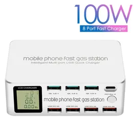 100W 8 USB Charger Station With 3 Ports Quick Charge USBC Type C PD Fast adapter for iPhone Table more