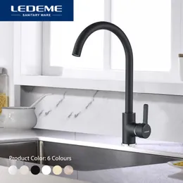 Faucet de bronze de torneira de cozinha ledema preto para cozinha única punho e frio 360 girar torneiras de pia de cozinha torneira l4299 210724
