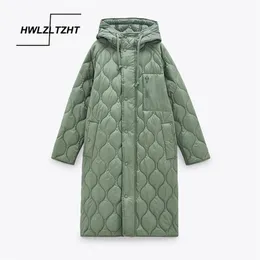 HWLZLTZHT Vinter Vintage Kvinnors Parka Varm Jacka Coat Casual Hooded Overcoats Kvinna Lös Lång Outwear Windbreaker 211018