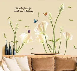 Lily Flowers Wall Sticker på vinylklistermärken Gome Dekor Bedroom Backdrop Deals 210420