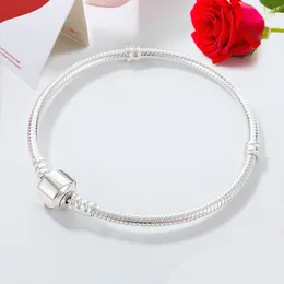 Kobiety 925 Sterling Silver Charm Bransoletki DIY Fit Original Pandora Charms Koraliki Hearts Snake Chain Bransoletka Damskie Prezent Zaręczyny z pudełkiem