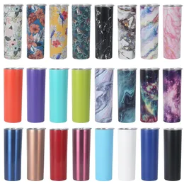 20 OZ Sublimation Creative Skinny Tumblers Kubki Kubki Kubki Tie Barwa Kolorowa Stal Nierdzewna Próżnia Izolowana Stożka Slim DIY Car Kubek Kubek 24 Kolory