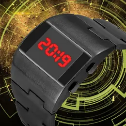 Wristwatches Cool Fashion Wide Stal Pas Zegarki dla Mężczyzn Kreatywny Monochromatyczny Cyfrowy Elektroniczny Watch Casual Stainless Dial