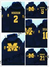 Michigan Wolverines Stitched Pullover Hoodie Jersey 2 Charles Woodson 4 Jim Harbaugh 5 Jabrill Peppers 10 Tom Brady 21 Desmond Howard