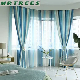 Colorful Thick Blackout Curtains for Kids Room Striped Curtains for Living room Bedroom Window Curtain Treatment Panel Drapes 210712