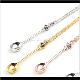 Necklaces & Pendants Jewelrycharm Tiny Tea Pendant With Crown Necklace 3 Colors Creative Mini Long Link Jewelry Spoon Ps0795 Drop Delivery 20