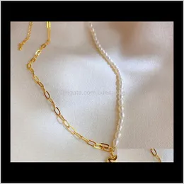 Hängsmycken Fashion Pearl Chain Halsband 18K Guld Hör Hängsmycke Choker Halsband Smycken För Kvinnor Party Wedding Drop Leverans 2021 Zmx02