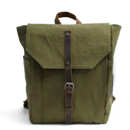 Ryggsäck Vintage Canvas Män Kvinnor Vandring Stor Kapacitet Militär Camping Mochila Masculina Luxo Laptopväska 17 tum