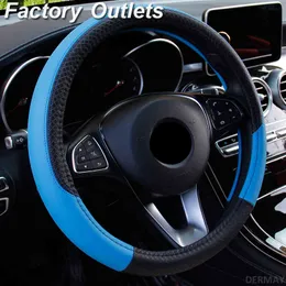 Bilratten täcker 37-38cm Universal PU Läder Steering-Wheel Cover Automobiles Anti-Slip Four Seasons Auto Accessoarer
