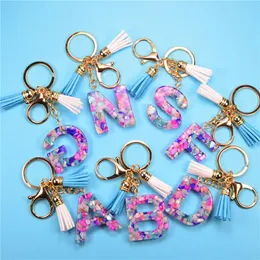 Kimter Fashion Simple Acrylic 26 Letter Keychain jewelry Tassel Alphabet Key Ring Mobile Phone Bag Car Pendant Gifts