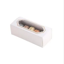 Macaron Carriers 6 [50 pack] Förpackningsboxar med klart visningsfönster, bageribehållare för donut mini cupcakes cookies eller muffins vit