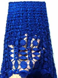 5 meter / pc mode kunglig blå vatten löslig afrikansk spets tyg broderi fransk guipure spets för klänning qw27-5