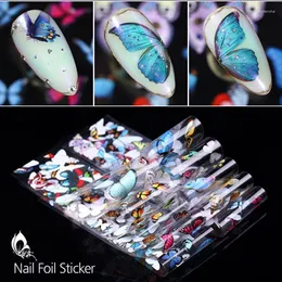 Stickers & Decals 10 Sheets Butterfly Nail Foil Set Holographics For Nails Art Sliders Transfer Paper Wraps 3D Decoration Prud22