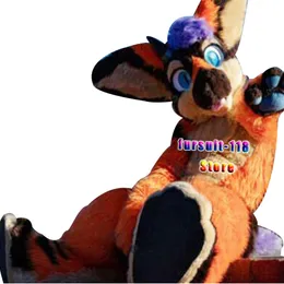 Fursuit Husked Husked cão Fox Wolf Mascot Traje Fato Adulto Personagem De Banda Desenhada Halloween Party Party Set # 162