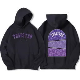 Sudaderas con capucha para hombre Trapstar London Sudadera con capucha impresa Estilo gótico posmoderno Moda Streetwear Fleece Pocket Hooded Hombre