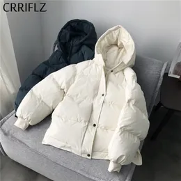 짧은 겨울 재킷 패션 여성 다운 재킷 단순한 디자인 후드 코트 따뜻한 두껍게 짧은 캐주얼 파카 크리플 Z 201214