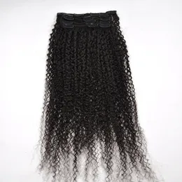 ELIBESSブランドMongolian Afro Kinky Carly weave Remy Hair Clipの人間のヘアエクステンション自然色フルヘッド8個/セット120gの船無料