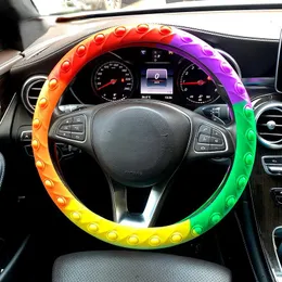 Steering Wheel Covers 38cm Car Universal Cover Creative Color Non-slip Wear-resistant Washable Food-grade Silicone WheelSteering