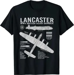 Herren T-Shirts RAF Lancaster Bomber British Aircraft War Plane Blueprint T-Shirt Kurzarm Casual Baumwolle O-Ausschnitt Harajuku Shirt