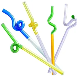 Creative Eco Glass Drinking Straws Special Shaped High Temperature Resistant Milk Cocktail Fruit Juice Beverage Straw SN4613