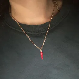 Colares pendentes Colar de pimenta Red Pimiento Red Pimiento para mulheres Correntes de clavículas geométricas Pedido de joias de colar