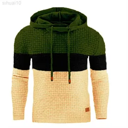 Autumn Winter New Men Men Jacquard Sweater de manga comprida Capuz de camisola de camisola L220730