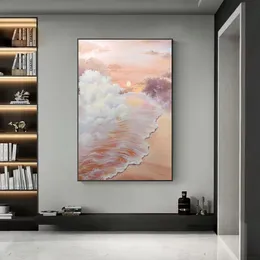 Seascape Sunset Oil Paintings 100％Hand PaintedPop Modern Canvas Art Home Wall Decor Picture for Living Room A 620