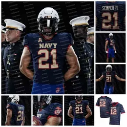 McEothr Marinha Midshipmen Senper Fi NCAA Jersey de futebol da faculdade Maasai maynor Xavier Arline Tai Lavatai Eavan Gibbons Taylor Robinson Mitchell West