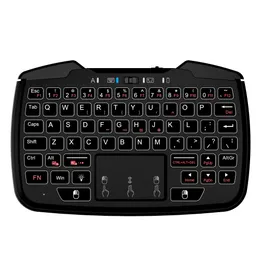 Controller di gioco wireless originale Rii RK707 da 2,4 GHz e tastiera e mouse combinati con touchpad Funzione di vibrazione Turbo retroilluminata bianca