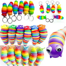 Party Favor Stress Reliever Toys Fidget Toys Children Adult Slug Puzzle Peristalsis Funny Caterpillar Anti Stress Squishy Keychain Toy GG020