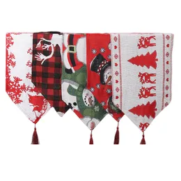 Christmas Decorations Cotton Tablecloth Santa Claus Table Runner Desktop Decorative