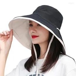 Breda randen hattar bred diskette vikbar rulla upp solhatt förpackbar reversibel hink UV -skydd visir cap för havet semester elob22