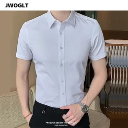 40 kg-130kg Summer Shirts Casual Moda Bawełna Z Krótkim Rękawem Slim Fit Men Social Button Down White Dress Shirt 6XL 8XL 220322