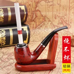 pipe Dual purpose bakelite resin pipe removable filter Curved Mini inserted red men's hammer smoking set