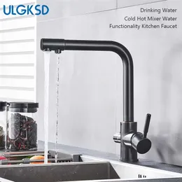 ULGKSD Purified Faucet Chrome Kitchen s Dual handle Purification Water Drinking Tap Mixer 220401