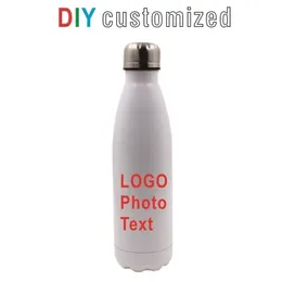 DIY 750ML Cola Thermos Regalo creativo Bottiglia sottovuoto Personalizza Stampa Nome Po Tazza termica a doppia parete in acciaio inossidabile 220706