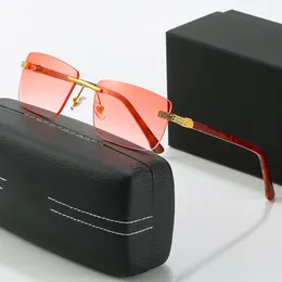 Sonnenbrille 2023 Buffs Sonnenbrille für Männer Frau Designer-Brillen Unisex Mode Rote Brillen Retro Quadratisch Diamant Büffelhorn Sonnenbrille UV-Schutz Randlos PFJO