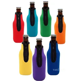 Home Neoprene Zipper Beer Bottle Sleeve Party Decoration 12oz Red Wine Glass Insulation Sleeves Wine Bottles Protective Cover ZC1246