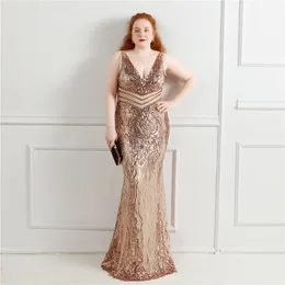 2022 S-4XL Prom Dresses Gold Mermaid Vestido de Festa Longo Sexy Long Prom Dress V V-Neck عارضات العباءات المسائية