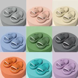 Cartoon Shark Bathroom Slippers Womens Super Soft Cloud Sliders Blue Cool Grey Non-Slip Quick Dry Shower Slippers sandals