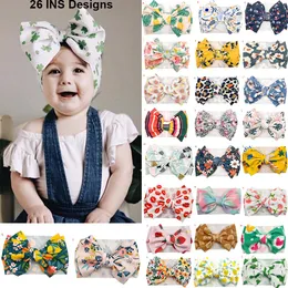 26 Designs INS European and American baby Flowers Watermelon Pineapple Print Bow headband baby girl elegant hair bows accessories