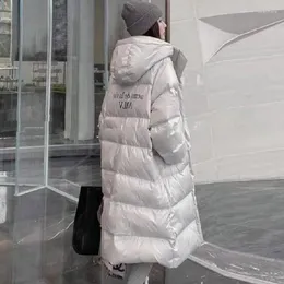 Women's Down & Parkas 2022 Winter Loose Hooded White Duck Coat Female Thick Jacket Long Overcoat Parka Korean Warm Jackets Kare22