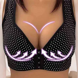 Bra de encerramento frontal sexy sem costura para mulheres Deep V Push Up Bra Lingerie Lingerie Full Cup Full Cotton Algodywear Brasserie L220726