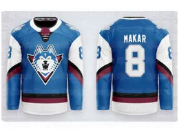 Nik1 Quebec Nordiques 19 Joe Sakic Hockey-Trikots 8 Cale Makar Blue Vintage Herren-Trikot mit individueller Nummer und beliebigem Namen