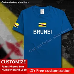 Нация Брунея Хлопковая футболка на заказ фанатов Джерси Сделай DIY Номер бренд бренд Hip Hop Loak Casual Frush Flag Brn Bruneian 220620
